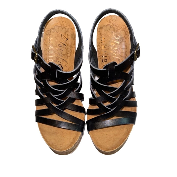 Blowfish Malibu Harper Vegan Cork Wedge Sandal in Black, Sz 8 NEW - Picture 8 of 8